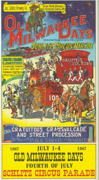 1967 Old Milwaukee Days Schlitz Circus Parade Route Brochure
