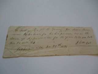 Antique 19th Century Jefferson Indiana Historic Autograph Signed Document 1821