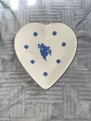 Wedgwood Blue And White Jasperware Something Blue Heart Dish Tray England