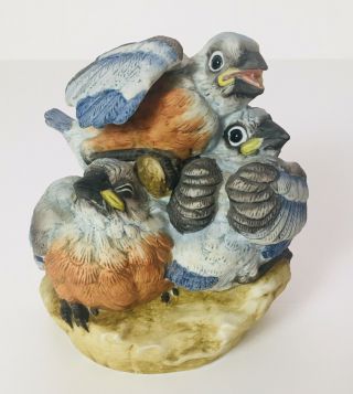 Vintage Andrea By Sadek ”baby Bluebirds” 5803 Porcelain Figurine