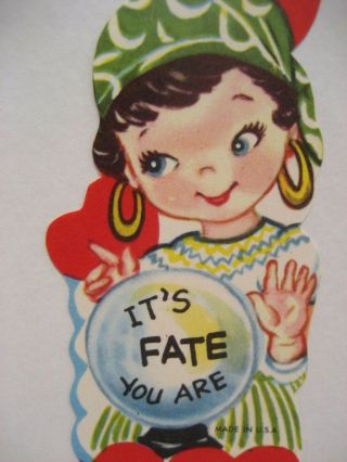 Vintage Valentine Card Fortune Teller Scarf Crystal Ball It 
