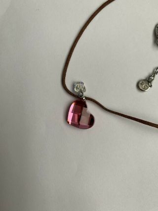 Swarovski Pink Crystal Heart Pendant Sparkling Butterfly Charm Necklace Jewelry