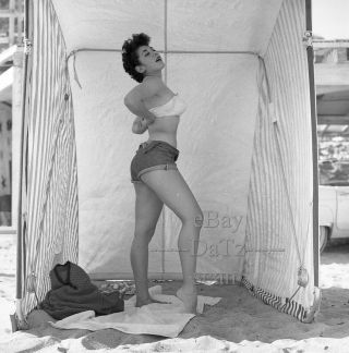 1950s Negative - Busty Pinup Girl Gigi Frost In Beach Tent - Cheesecake T279875