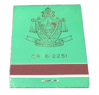 Vintage 1950 - 60’s The Beverly Hills Hotel Matchbook Collectable Rare Green Gold 3