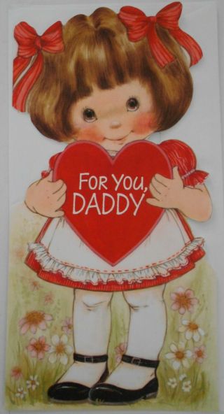 Vintage Ambassador Hallmark Valentine Card - Cute Little Girl For Daddy Me