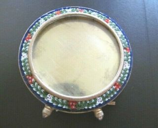 Vintage Micro Mosaic 2 1/2 " Round Picture Frame Made In Italy