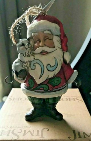 Jim Shore Santa With Cat,  Ornament Heartwood Creek Pre - Owned Euc