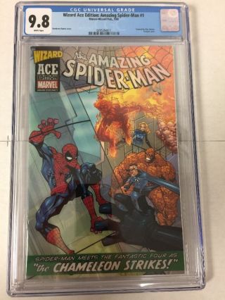Wizard Ace Edition Spider - Man 1 Cgc 9.  8 White Pages