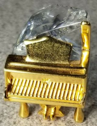 Austria Swarovski Clear Crystal Memories Miniature Grand Piano W/ Gold Trim