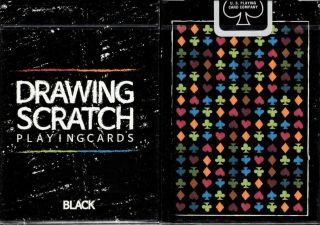 Drawing Scratch Black Playing Cards Poker Size Deck Uspcc Custom Limited