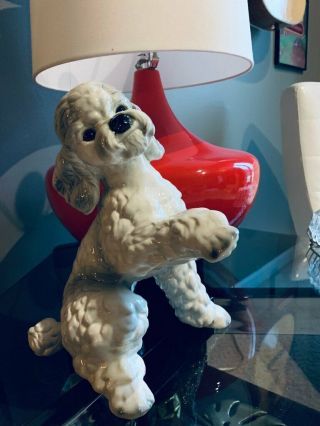 Vtg Large Goebel West Germany Porcelain Gray Dog Poodle Figurine Statue Paw Up