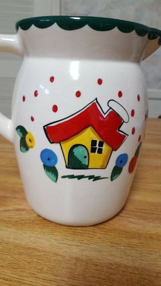 Rare Vintage Mary Engelbreit Decorative Pitcher With Yellow House - 1994