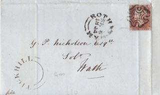 1844 Qv Tickhill Udc & Mx Maltese Cross On Part Letter With A Fine 1d Red Stamp