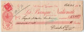 La Banque Nationale,  St.  Louis De Gonzague,  Quebec Canada,  1917 Check