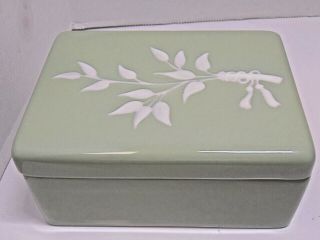 Vintage Lenox China Celadon Green And White Trinket Box