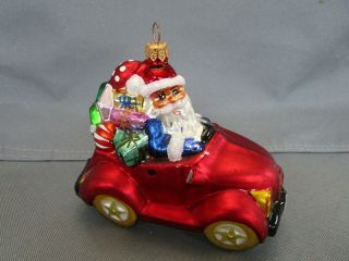 Christopher Radko SANTA Red Car Toys Blown Glass Ornament 6 
