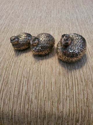 Vintage Delli? Silver Plated Quail Salt,  Pepper And Sugar Shakers