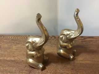 Vintage Heavy Brass Elephant Bookends Pair