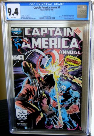 Captain America Annual 8 Wolverine Zeck Cover Cgc Nm 9.  4 White Pages 3758457002