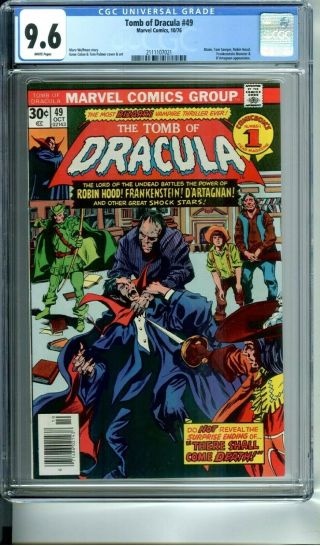 Tomb Of Dracula 49 Cgc 9.  6 White Pgs Blade Frankenstein Appearance 10/76 Marvel