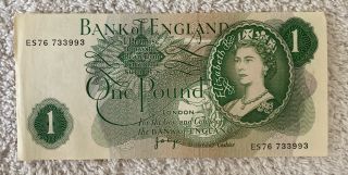 Vintage 1960’s £1 Pound Note In