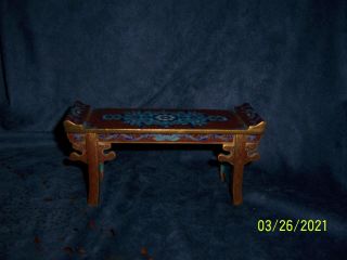 Antique Chinese Cloisonne Enamel Miniature Bench Stand