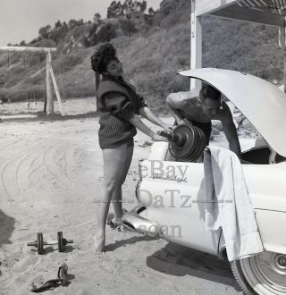 1950s Negative - Busty Pinup Girl Gigi Frost - Bodybuilder - Ford Thunderbird T281516