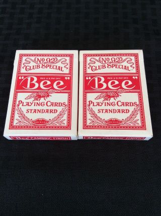 2 Decks Vintage No 92 Bee Playing Cards Cambric Finish Back No 67 Club Special