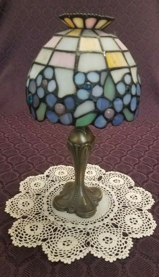 Partylite Hydrangea Tiffany Style Stained Glass Tea Light Candle Lamp P7790