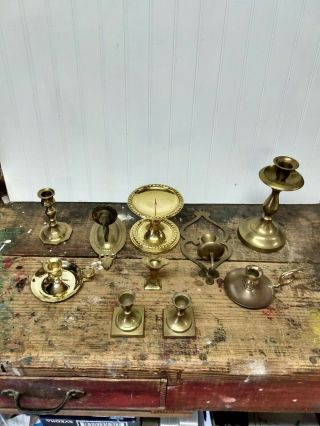 10 Vintage Brass Candle Holders Finger Wall Mount Patina And Unusual