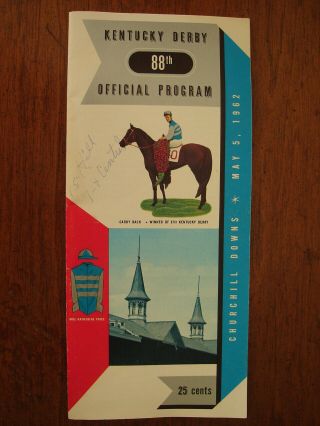 Old 1962 88th Kentucky Derby Horse Race Racing Program Churchill Downs Track