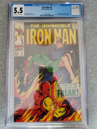 The Invincible Iron Man 3 (july,  1968) Cgc 5.  5