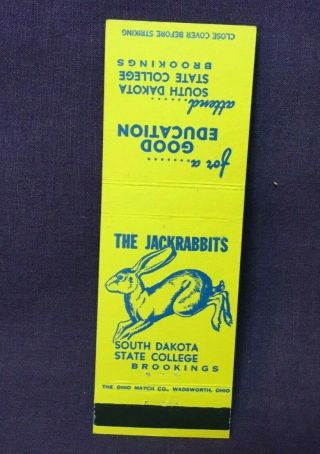 Vintage Advertising Matchbook Cover South Dakota State College Brookings S.  D.