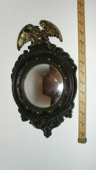 Mini 1945 Bulls Eye Round Convex Mirror In Plastic Eagle Frame Made By Homco