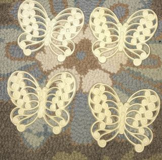 4 Vtg Home Interiors Homco Syroco Wicker Burwood Butterflies Wall Hanging White