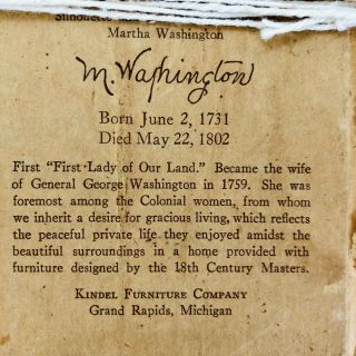 George & Martha Washington Framed Silhouette Pictures Kindel Furniture Co.