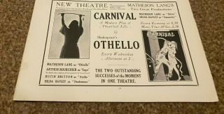 (plps19) Advert 5x8 " Theatre - Matheson Lang - Othello & Carnival