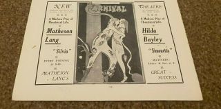 (plps19) Advert 5x8 " Theatre Carnival - Matheson Lang & Hilda Bayley