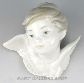 Lladro Figurine Guardian Angel Cherub Head Wall Mount Bust 4884 Retired