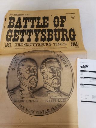 100th Anniversary 1863 - 1963 Civil War Battle Of Gettysburg Newspaper Complete
