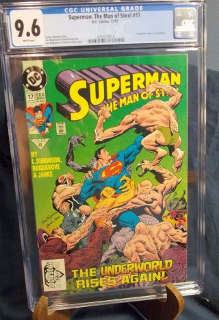 Superman: The Man Of Steel 17 Cgc 9.  6 Dc Nov 1992 1st Doomsday Cameo Last Page