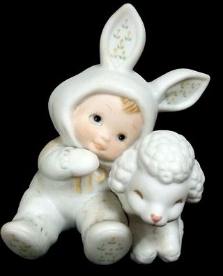 Enesco Ruth Moorehead Holly Babes Baby In Bunny Suit W Lamb