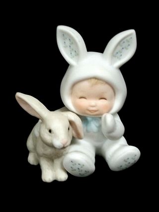 Enesco Ruth Moorehead Holly Babes Baby In Bunny Suit W Bunny