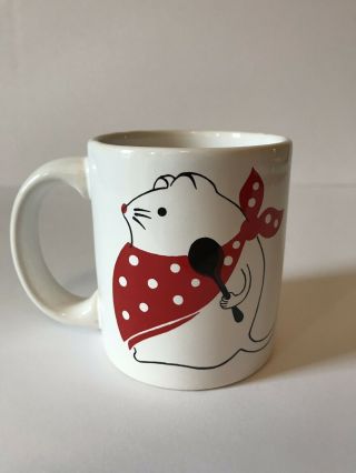 Waechtersbach West Germany Vintage White Mug - Mouse With Polka - Dot Red Scarf