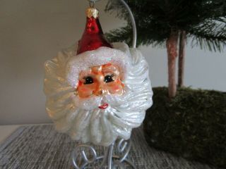 Christopher Radko Santa Fluffy Big Beard Blown Glass Ornament 5 "