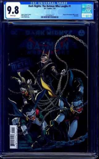 Dark Nights The Batman Who Laughs 1 Cgc 9.  8 Foil Cover Nm/mt