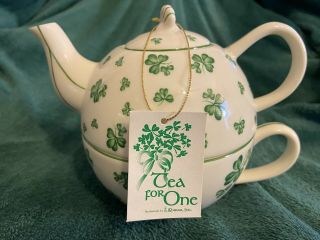 2001 Tea For One Shamrock Tea Pot Irish Roman Inc.