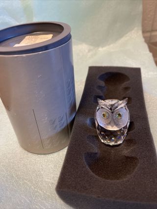 Swarovski Silver Crystal - Large Owl With Green Eyes (retired)
