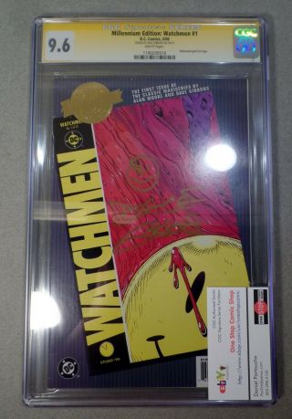 Cgc Graded & Signed Comic Book Watchmen 1 Millennium Edition Gibbons 9.  6 Gold