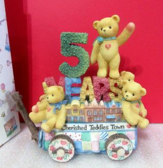 Cherished Teddies Five Teddies On A Float Birthday Anniversary 6 " Figurine